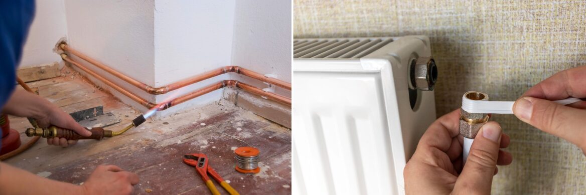 Plumbing And Soldering Copper Pipe Needed For New Radiator Installation